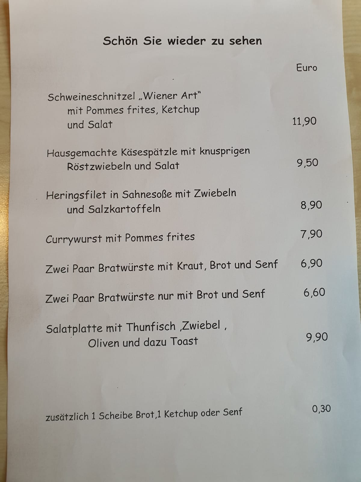 Speisekarte – Postkeller Weiden